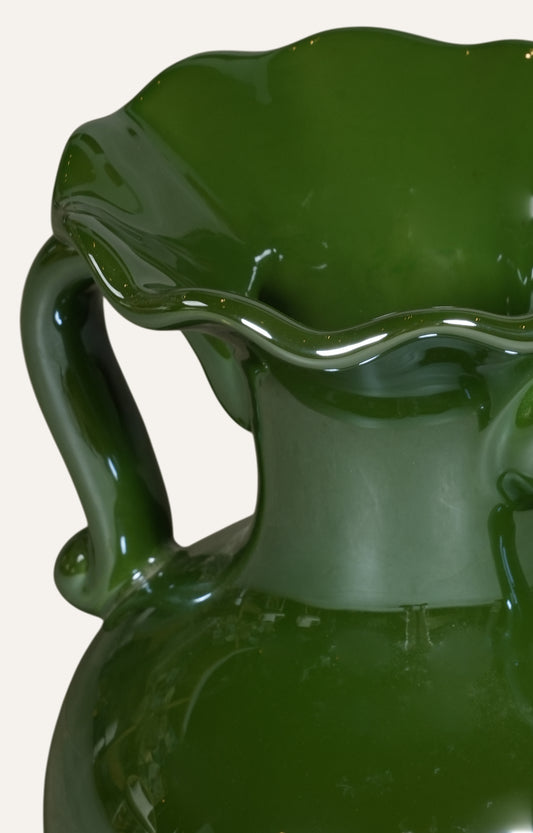 Emerald Ruffle-Edge Twin Vase
