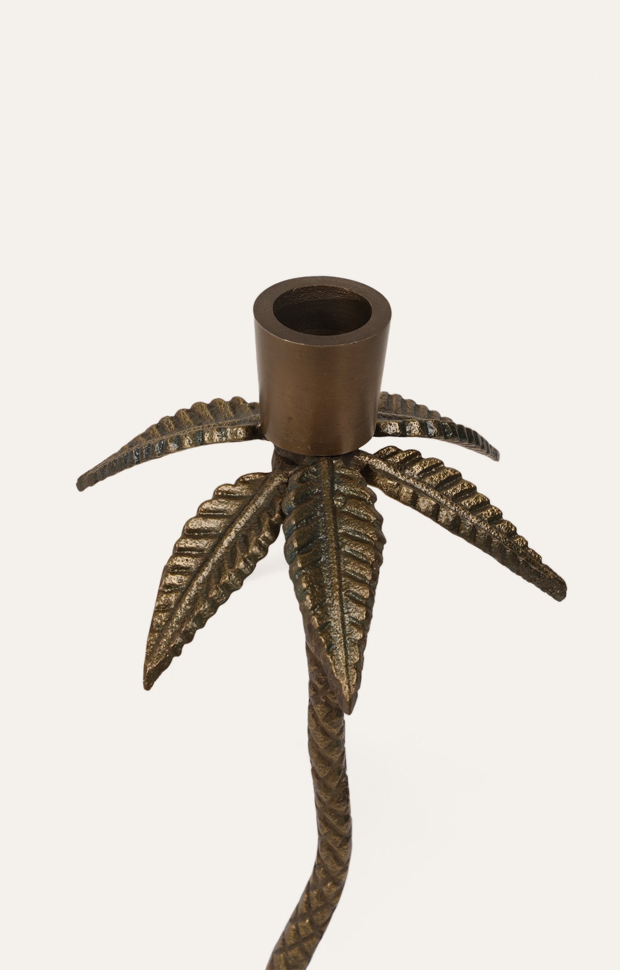 Brass Palm Tree Candle Stand in Gold