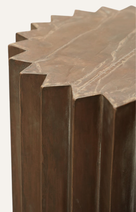 Brass Clad Wooden Side Table