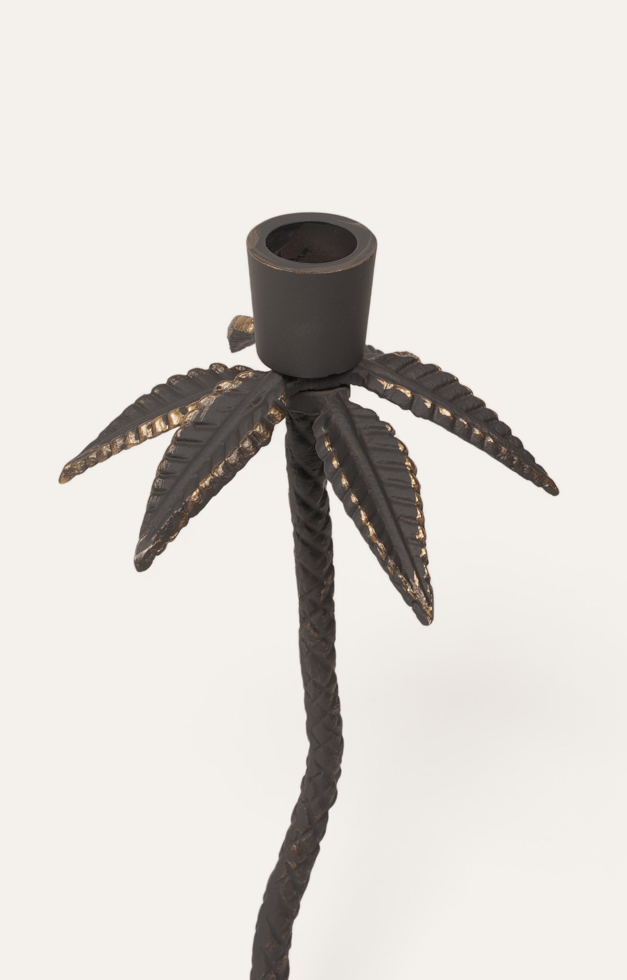 Brass Palm Tree Bronze Candle Stand - Short
