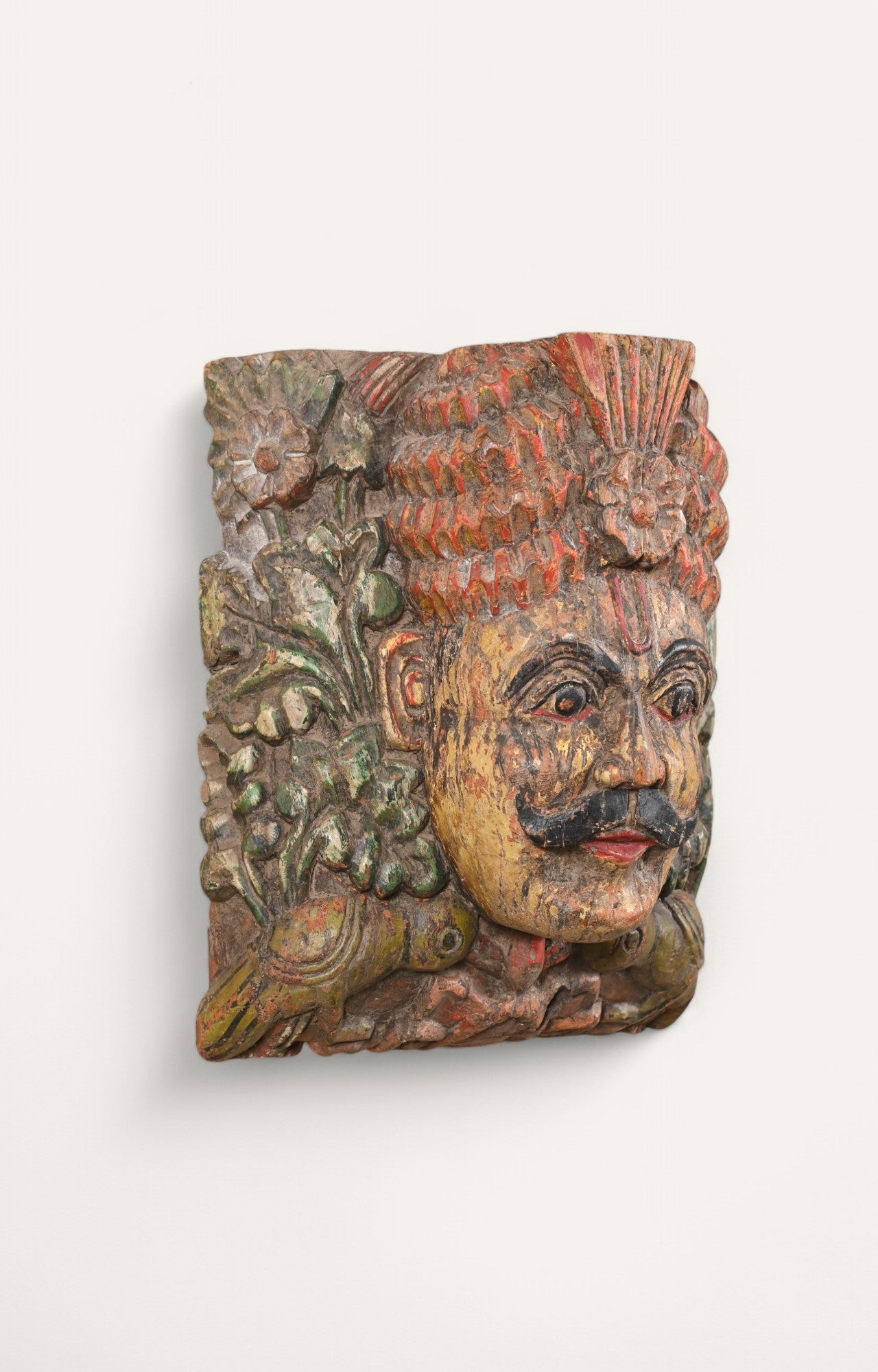 Rustic Hand-Carved Wooden Wall Mask