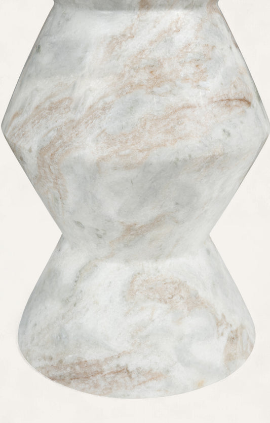 Geometric Travertine Marble Accent Table