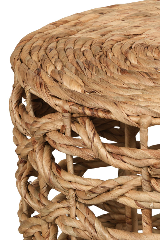 Open Weave Round Natural Fiber Pouf