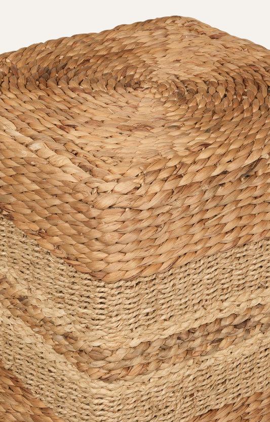 Square Braided Natural Fiber Pouf