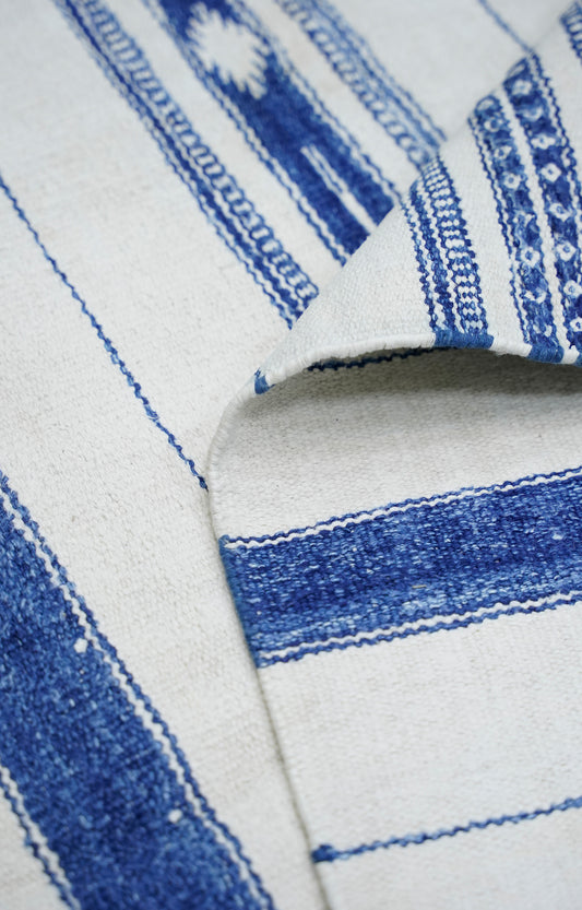 Blue Stripes Handwoven Cotton Rug