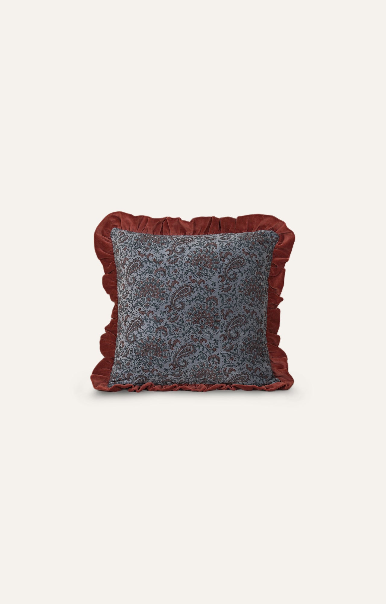 Vintage Velvet Cushion Cover with Ruffle Trim