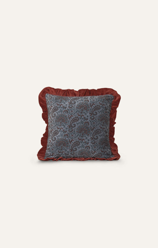 Vintage Velvet Cushion Cover with Ruffle Trim