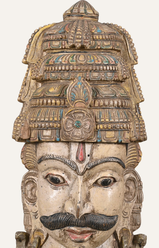 Guardian of Temples Hand-Carved Wooden Wall Mask