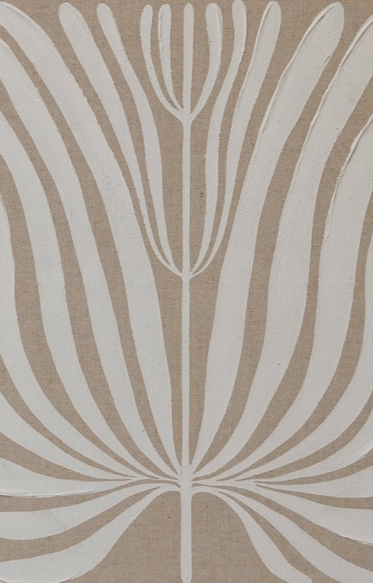 White and Brown Hand-painted Canvas Art Set of 2