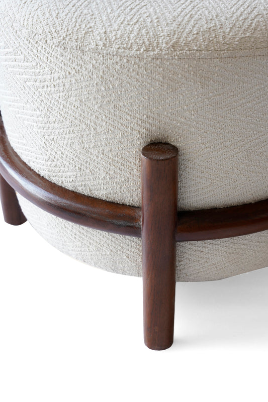 Round Wooden Poufy Stool