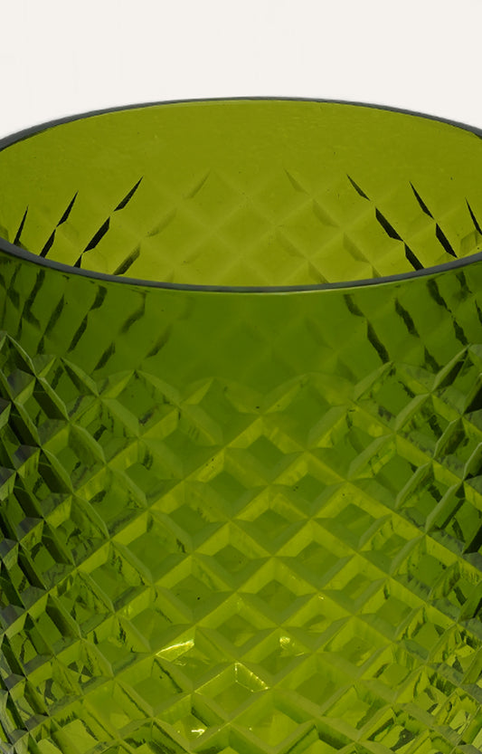Olive Lattice Cut Glass Candle Stand