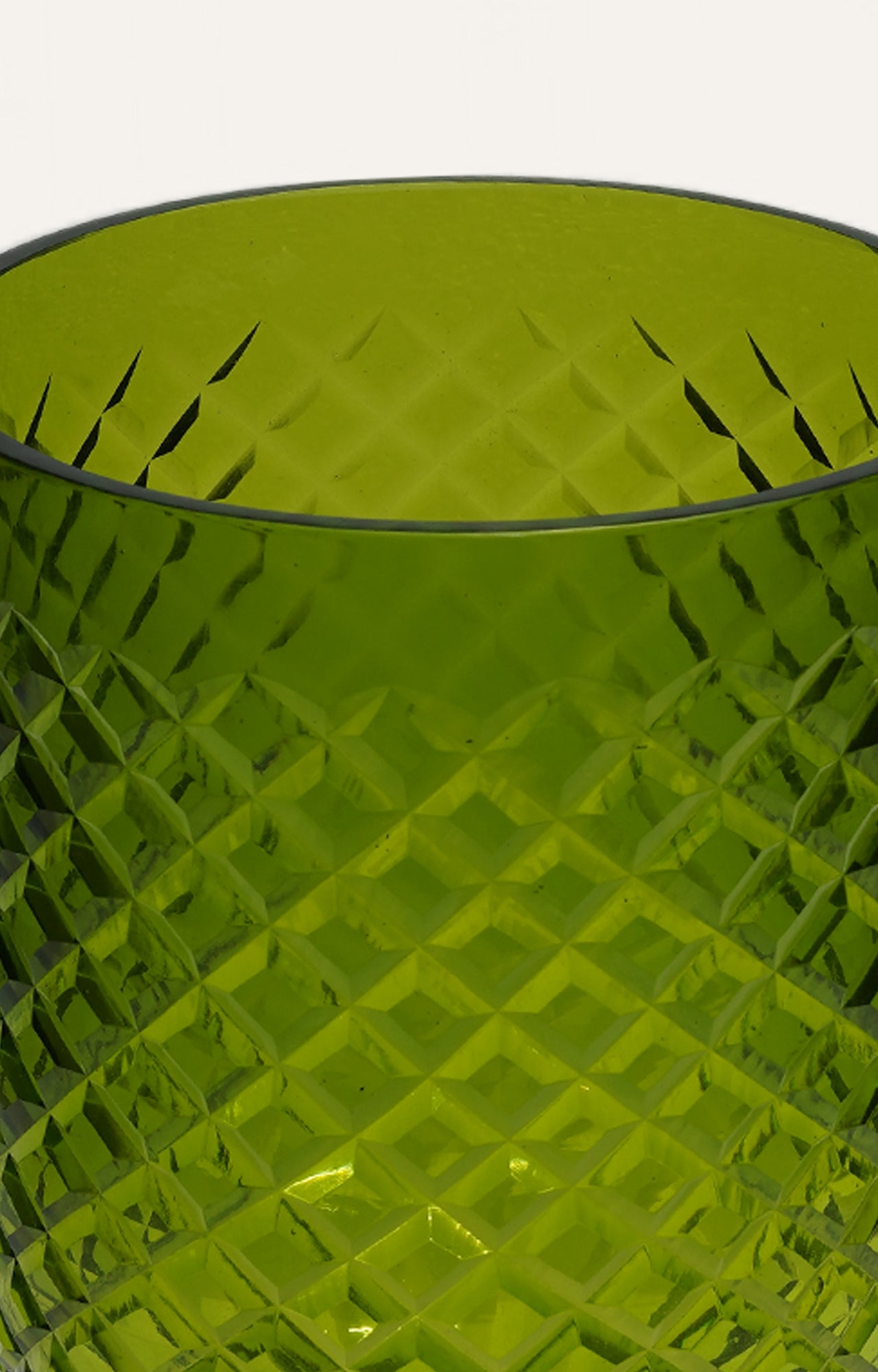 Olive Lattice Cut Glass Candle Stand