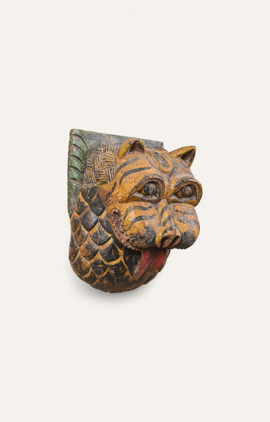 Hand-Carved Wooden Lion Mask
