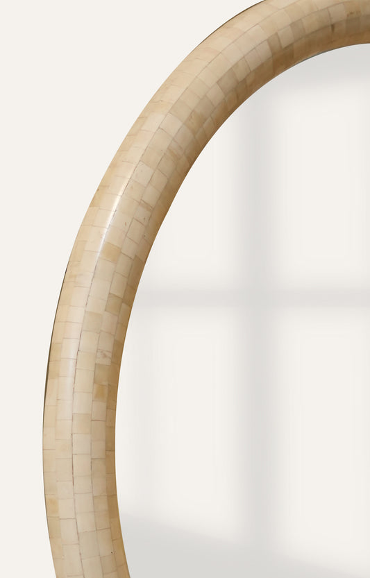 Round Bone Inlay Wall Mirror