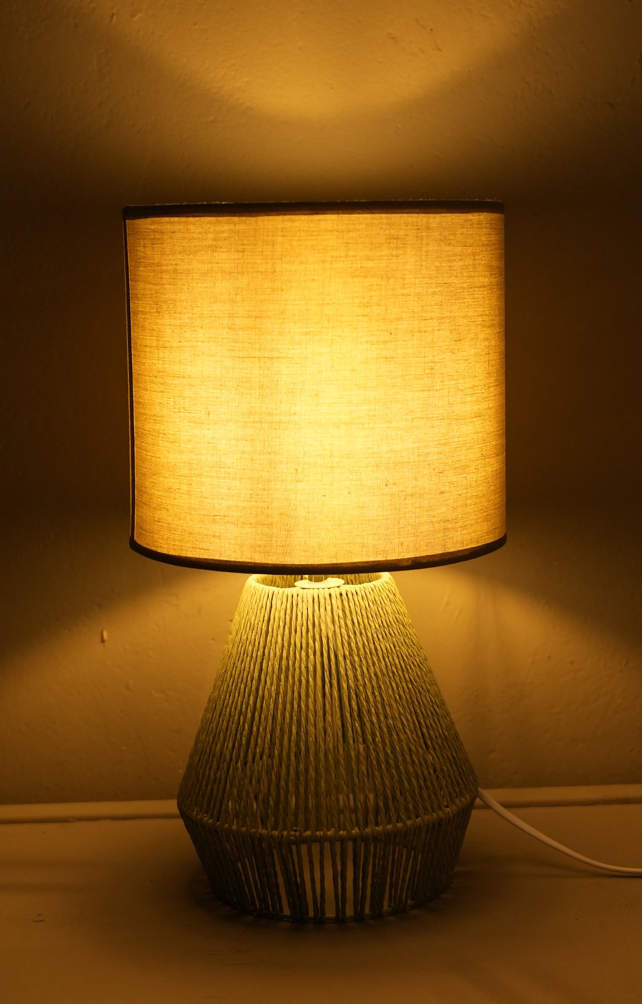 Sage Green Woven Rope Table Lamp