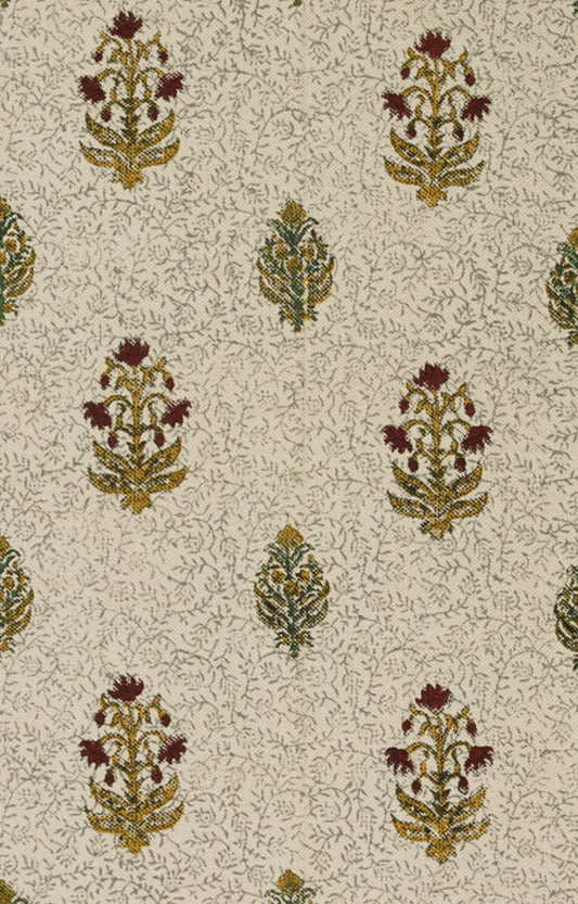 Ivory Mughal Buta Cotton Rug