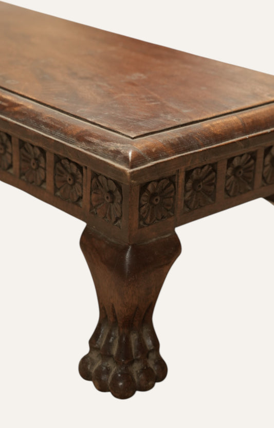 Lion Feet Carved Chowki or Foot Stool