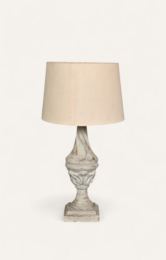 Hand carved wooden lamp