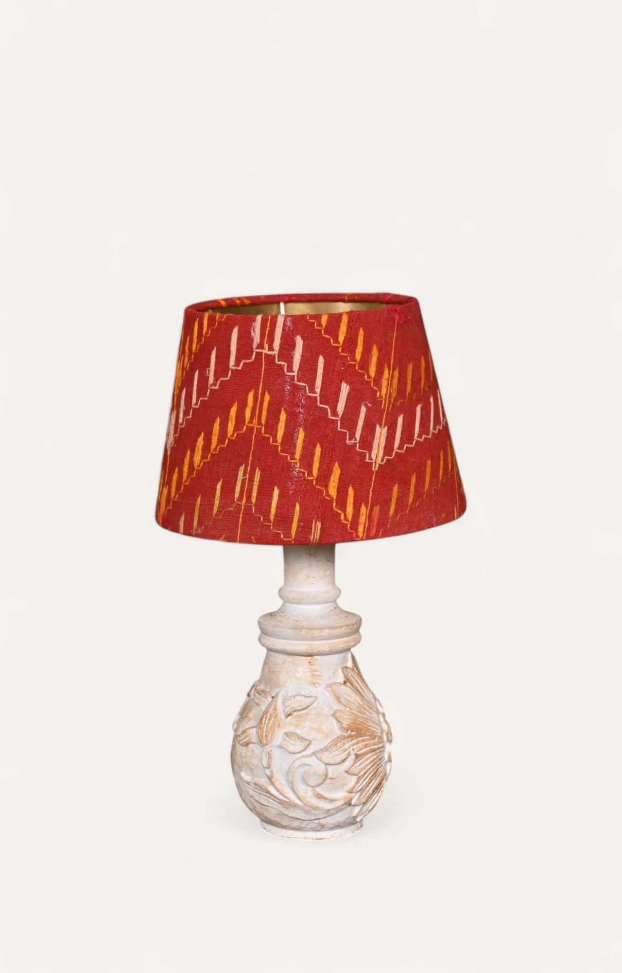 Hand carved wooden lamp