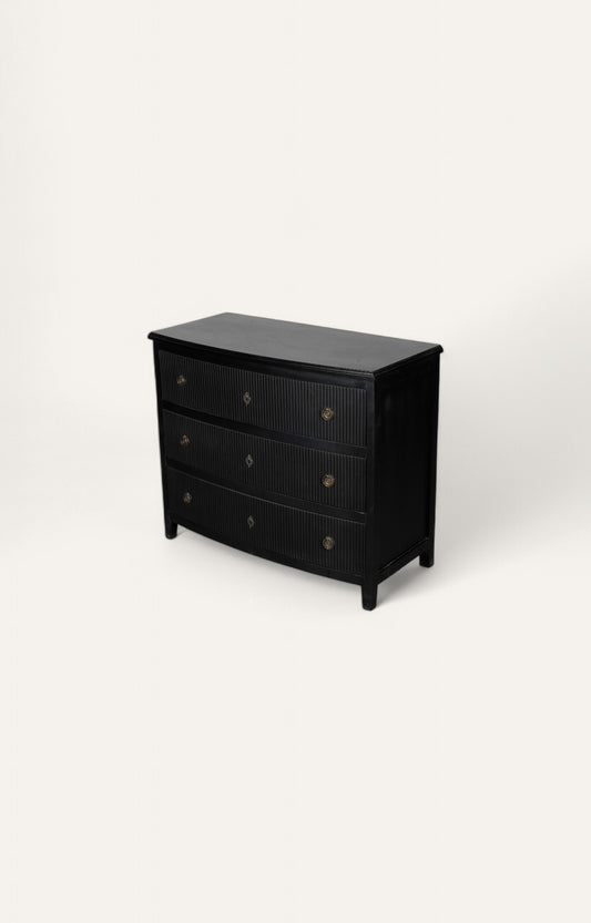 English 3-Drawer Wooden Chest in Black