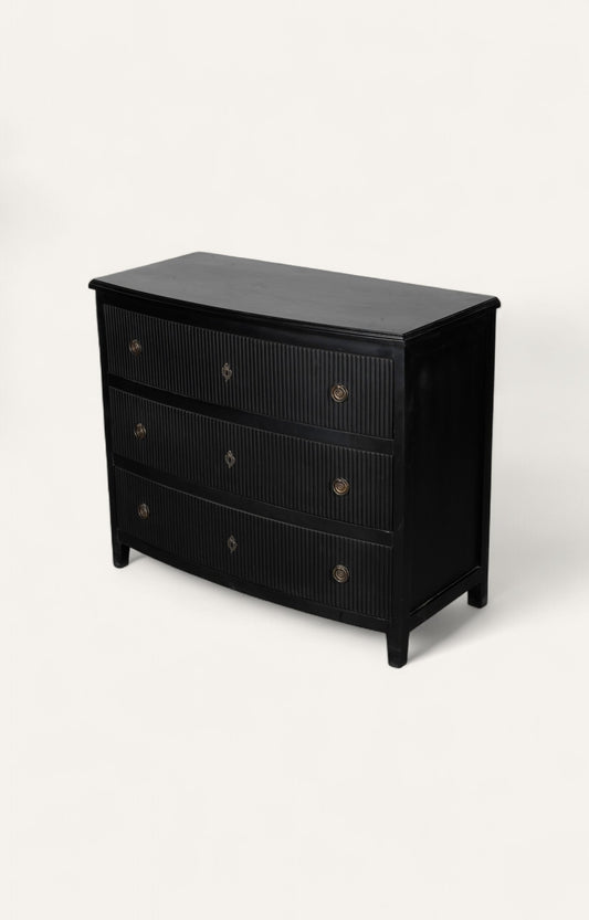 English 3-Drawer Wooden Chest in Black