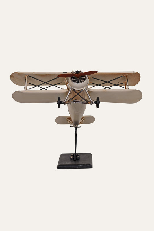 Vintage Metal Airplane Model Biplane Tabletop Décor