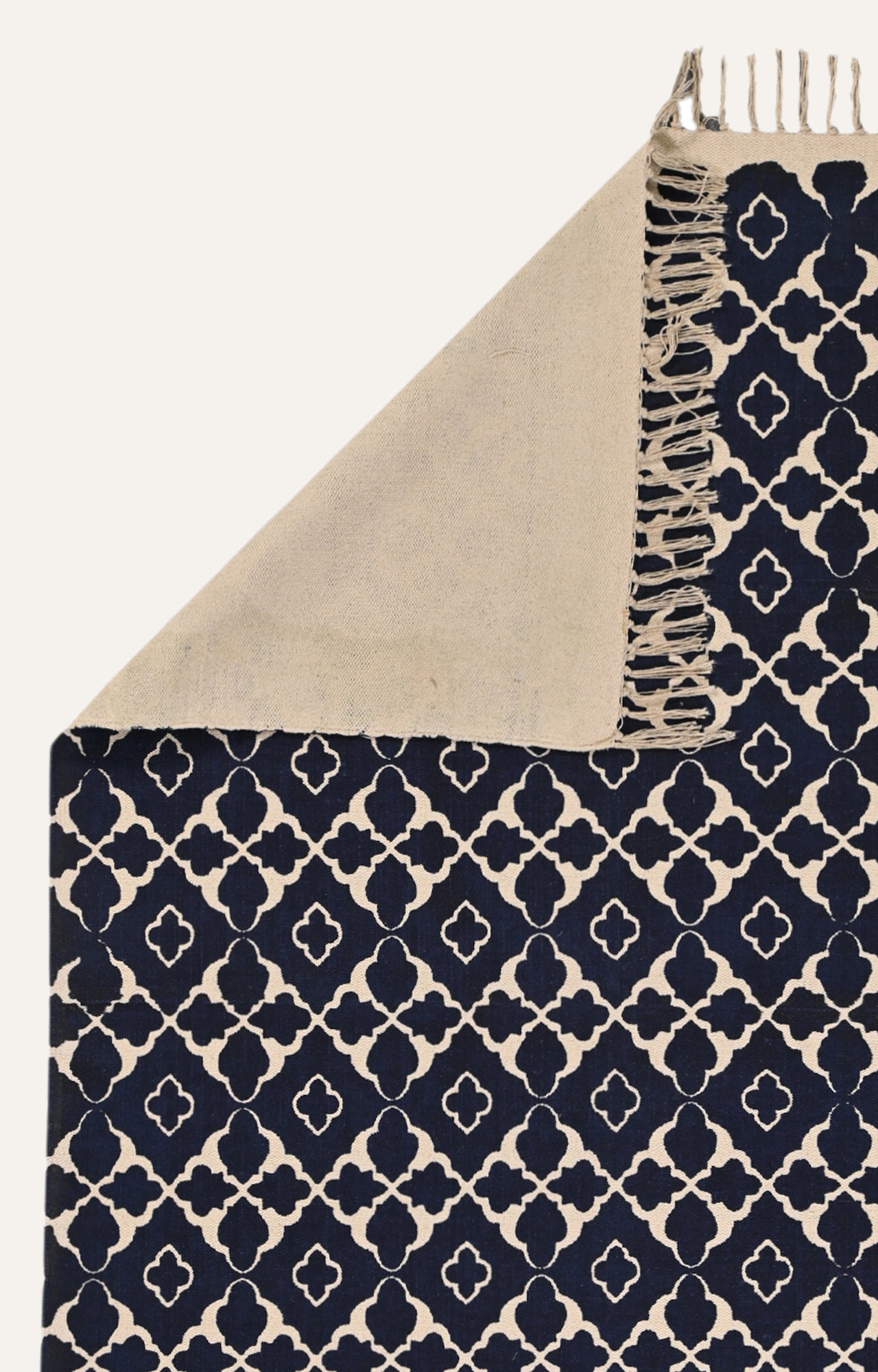 Indigo Lattice Cotton Rug