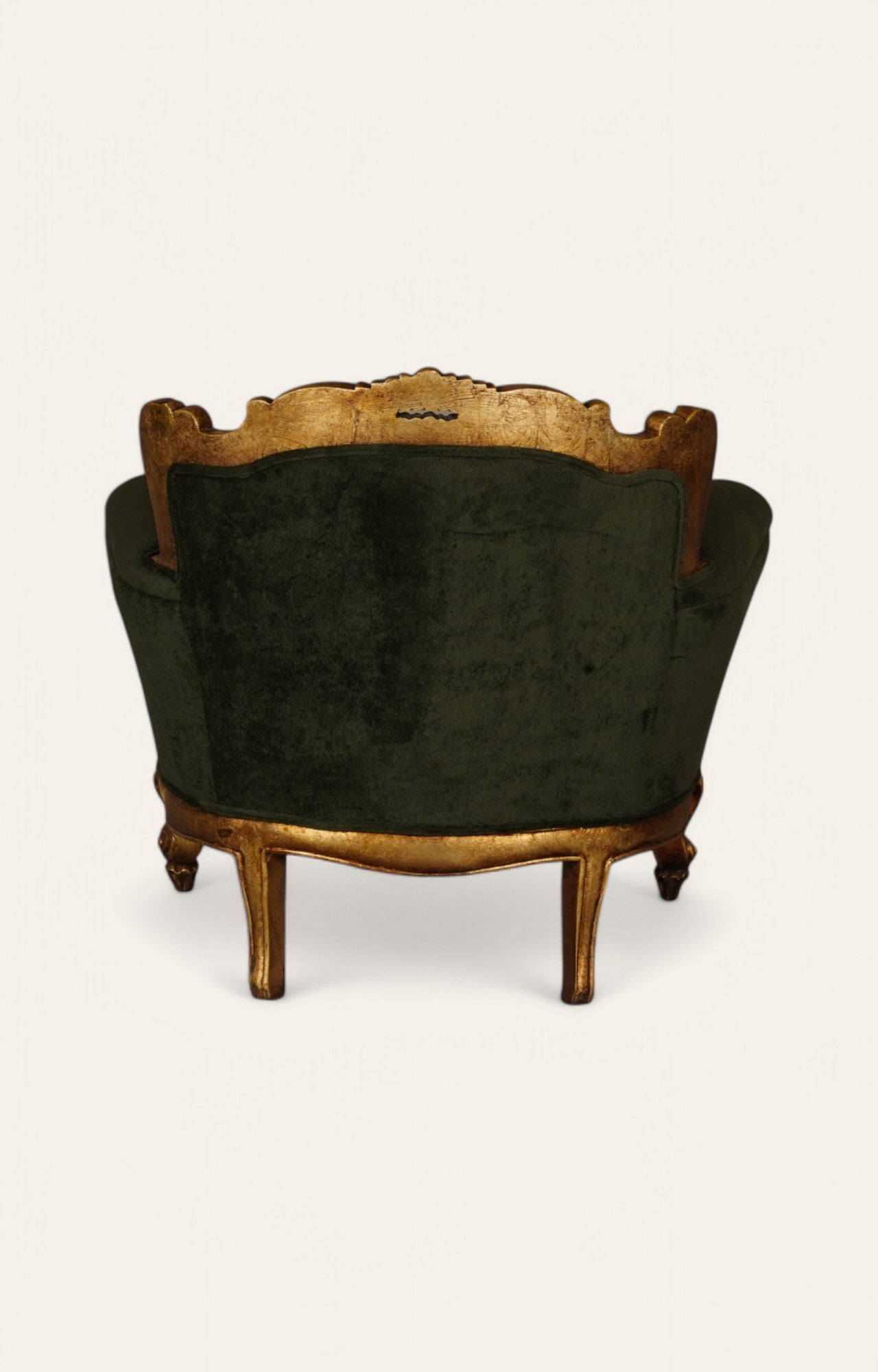 Velvet Lounge Chair in Antique Gold Teak