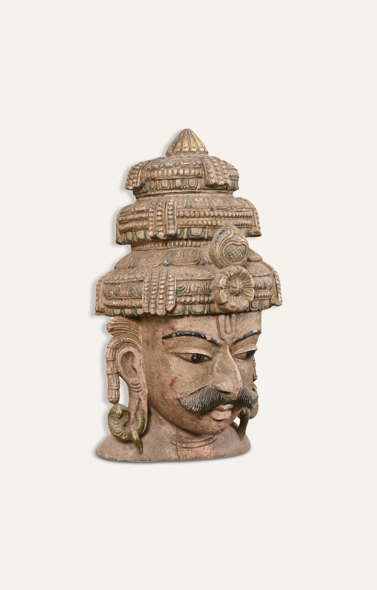 Guardian of Temples Hand-Carved Wooden Wall Mask