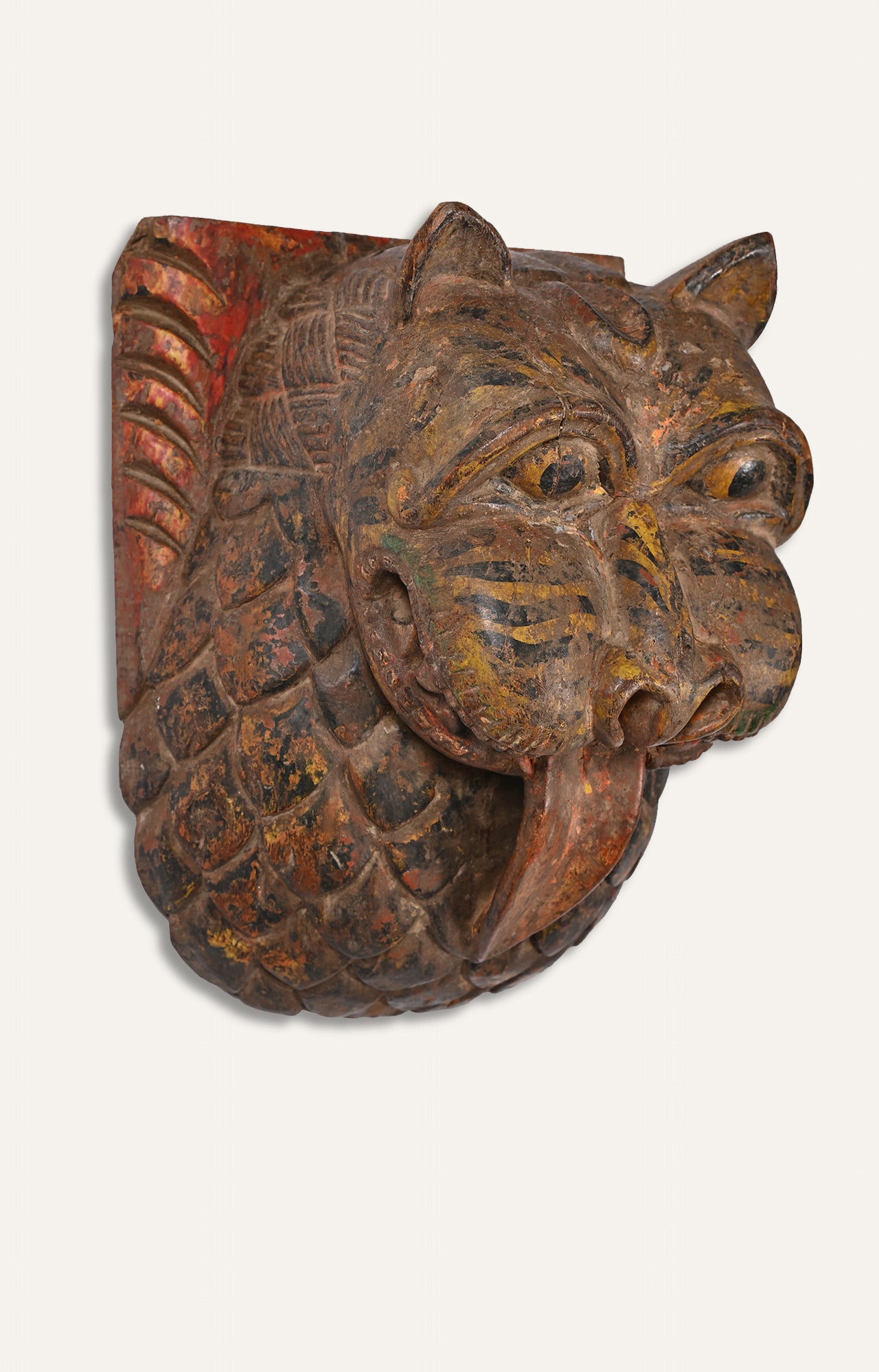Hand-Carved Wooden Lion Mask