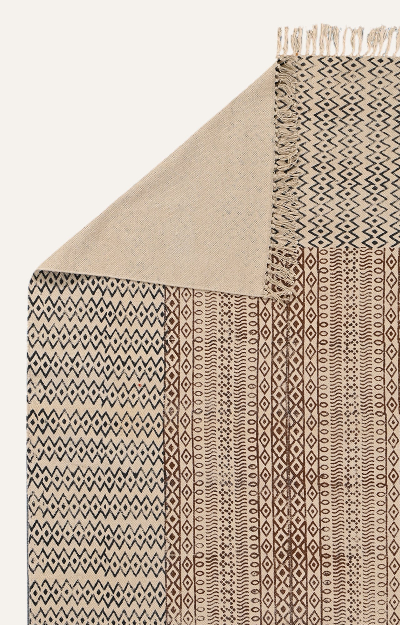 Tribal Panels Block-Printed Cotton Rug