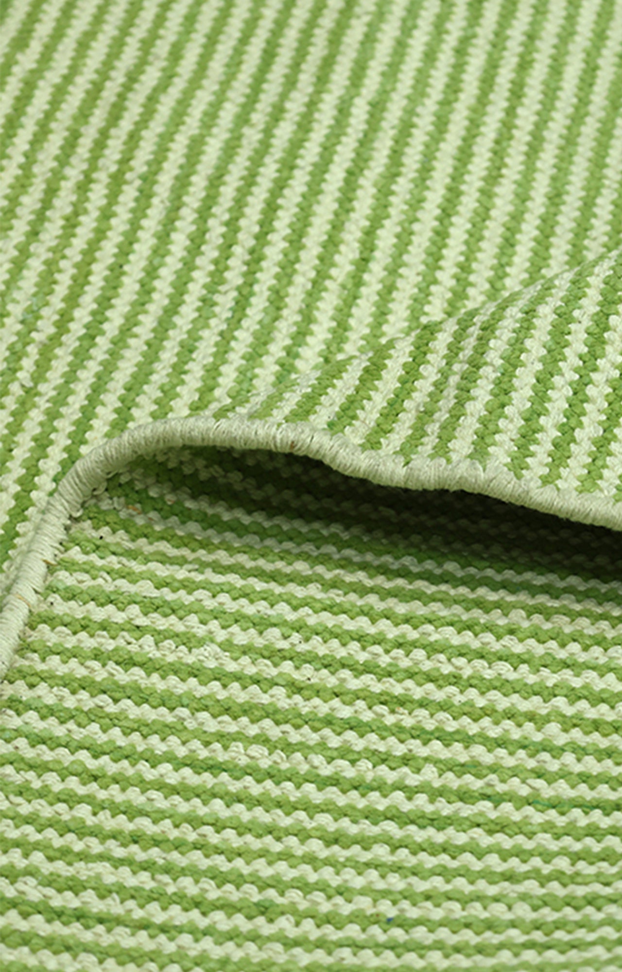 Green Stripes Handwoven Cotton Rug
