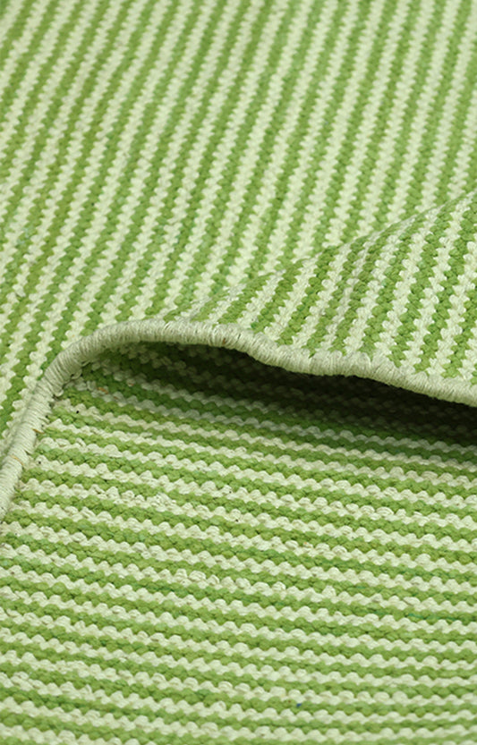 Green Stripes Handwoven Cotton Rug