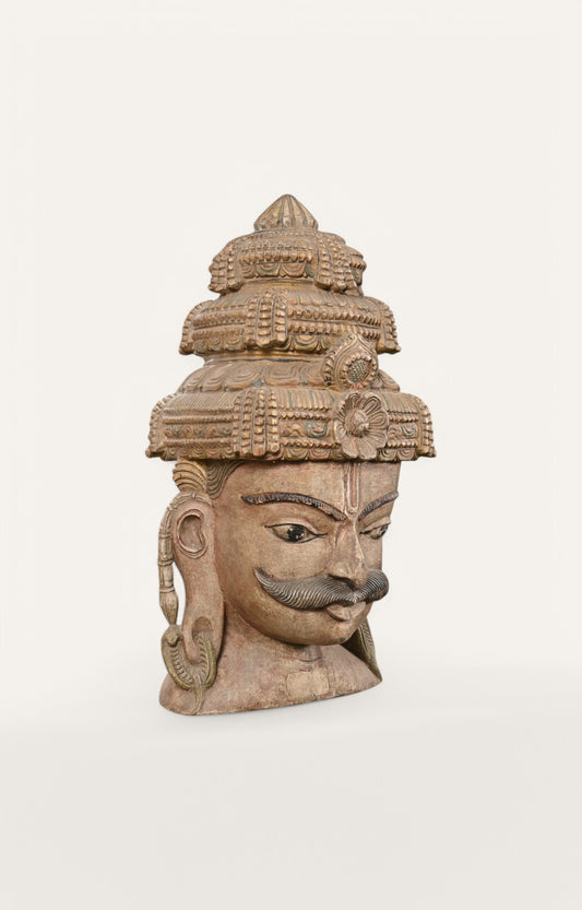 Guardian of Temples Hand-Carved Wooden Wall Mask