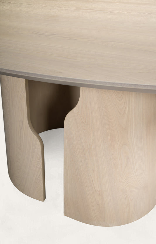 Contemporary Sculptural Round Table in Light Wood