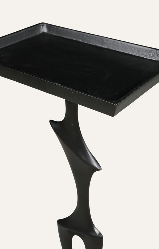Abstract Black Sculptural Pedestal Side Table