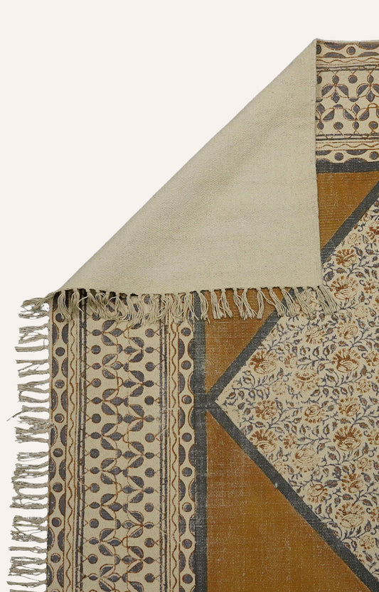 Floral Diamond Screen Printed Rug