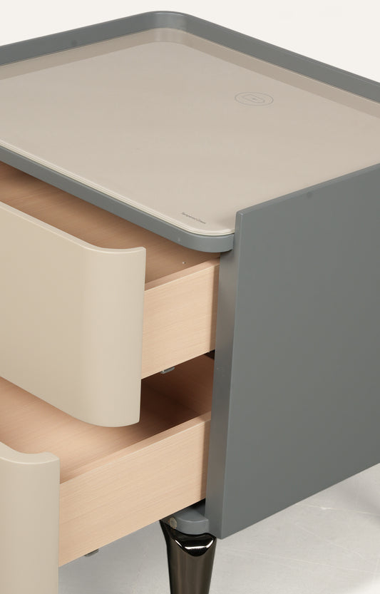 Two-Tone Modern Nightstand with Metal Legs