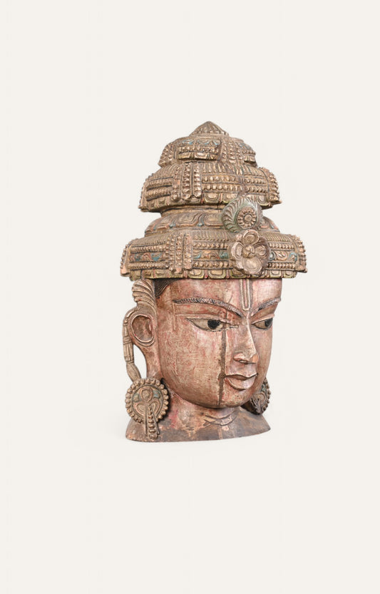 Traditional Hand-Carved Wooden Wall Mask