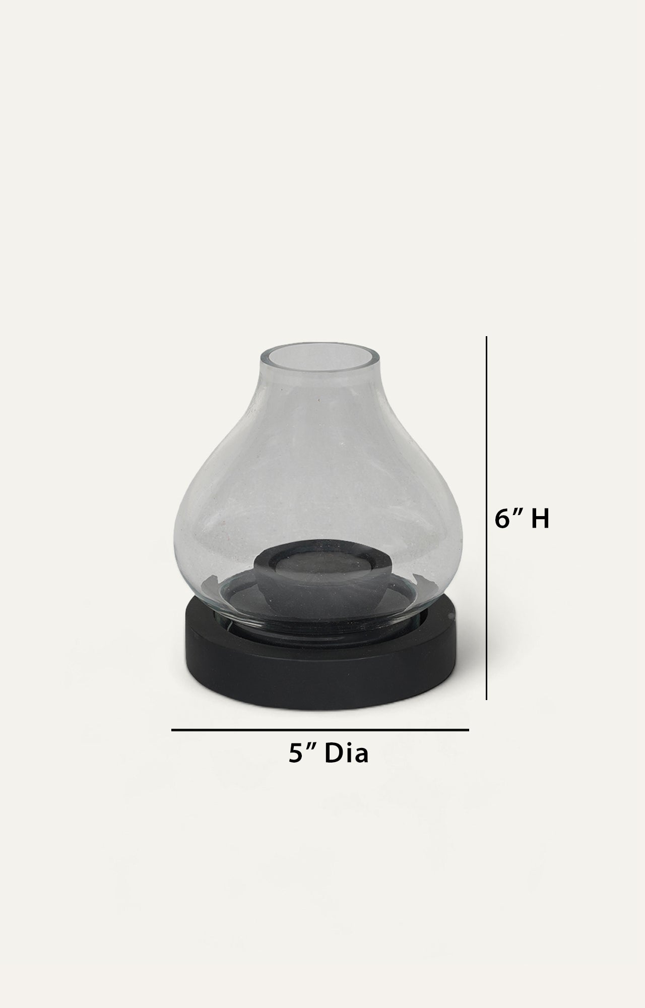 Hurricane Lantern with Black Wooden Base