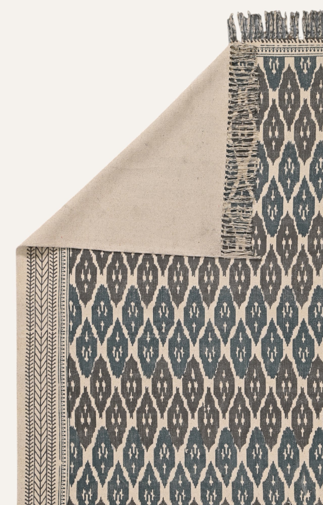 Indigo Ikat Print Cotton Rug