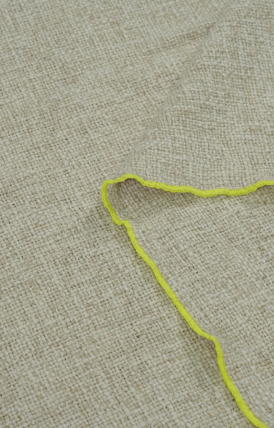 Handwoven Ivory Vielle Throw with Piping