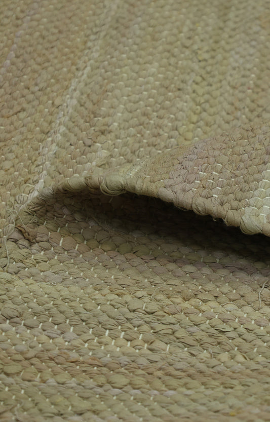 Brown Handwoven  Cotton Rug with Fringed Edges