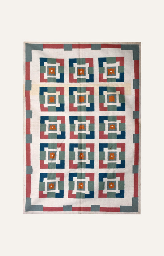 Woolen Geometric grid Rug