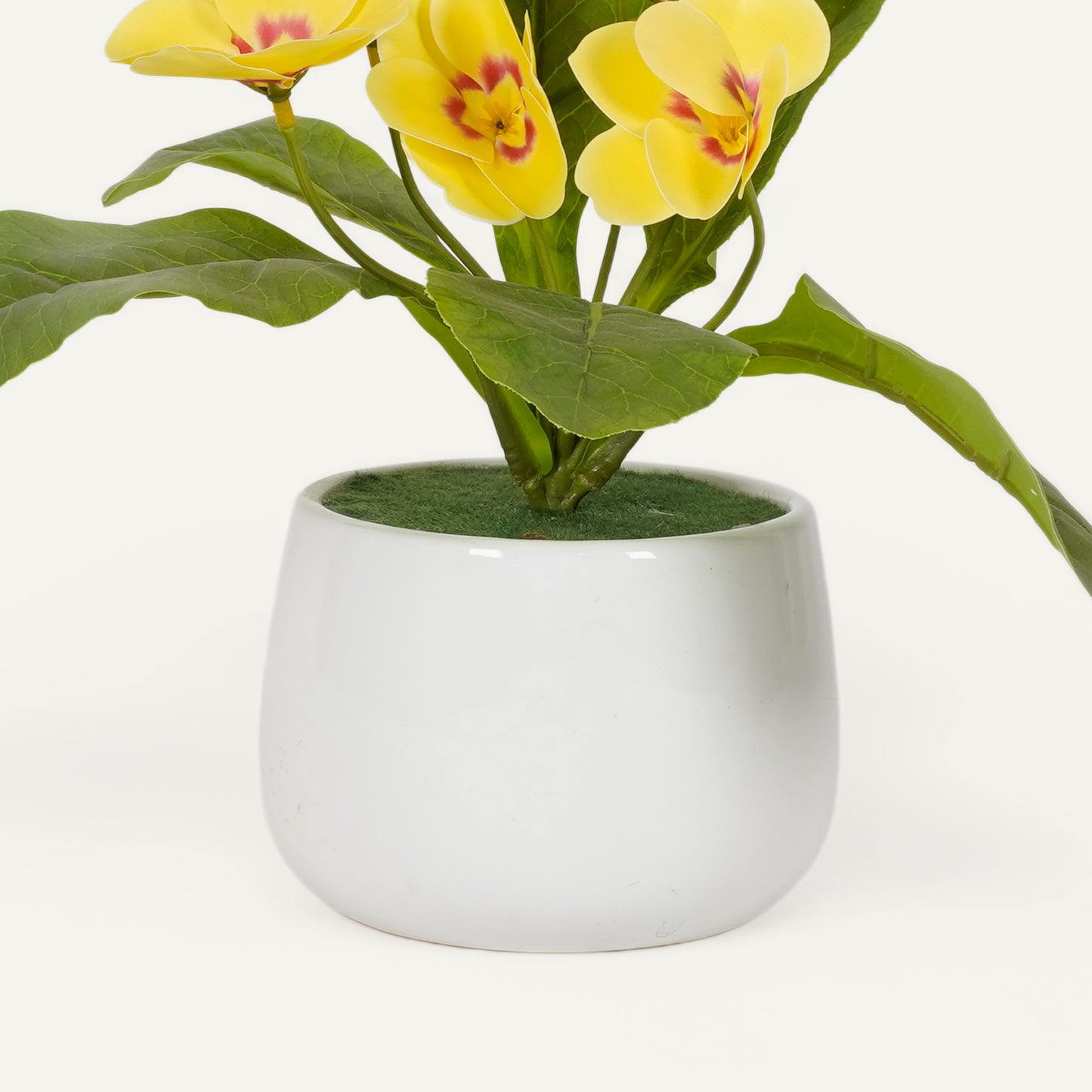 Artificial Primrose Flowers in White Pot