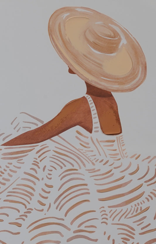 Lady in Hat Painting with Frame