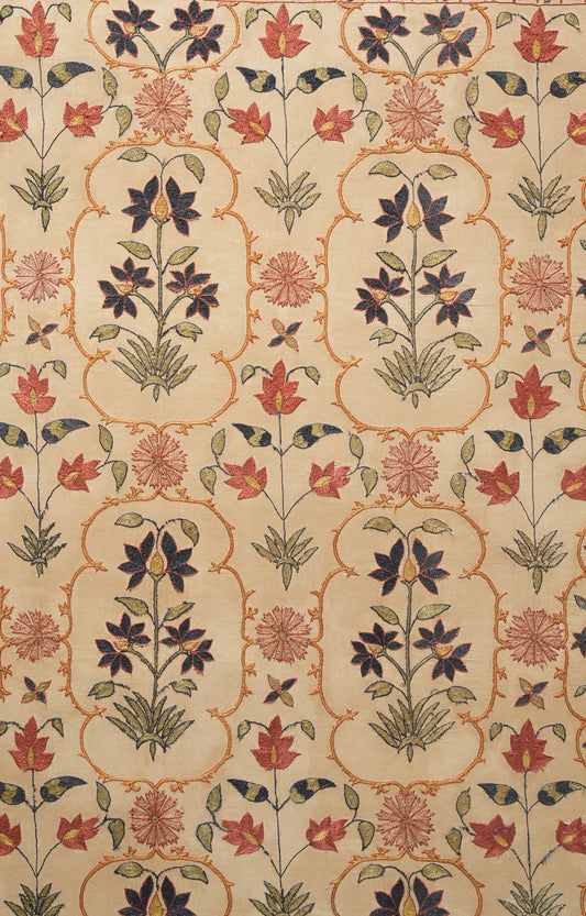 Vintage Floral Embroidered Textile Wall Hanging