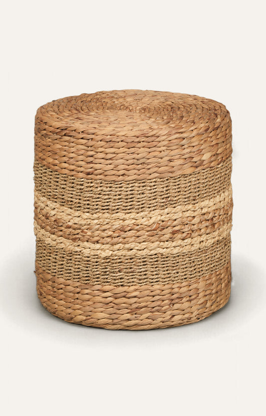 Round Braided Natural Fiber Pouf