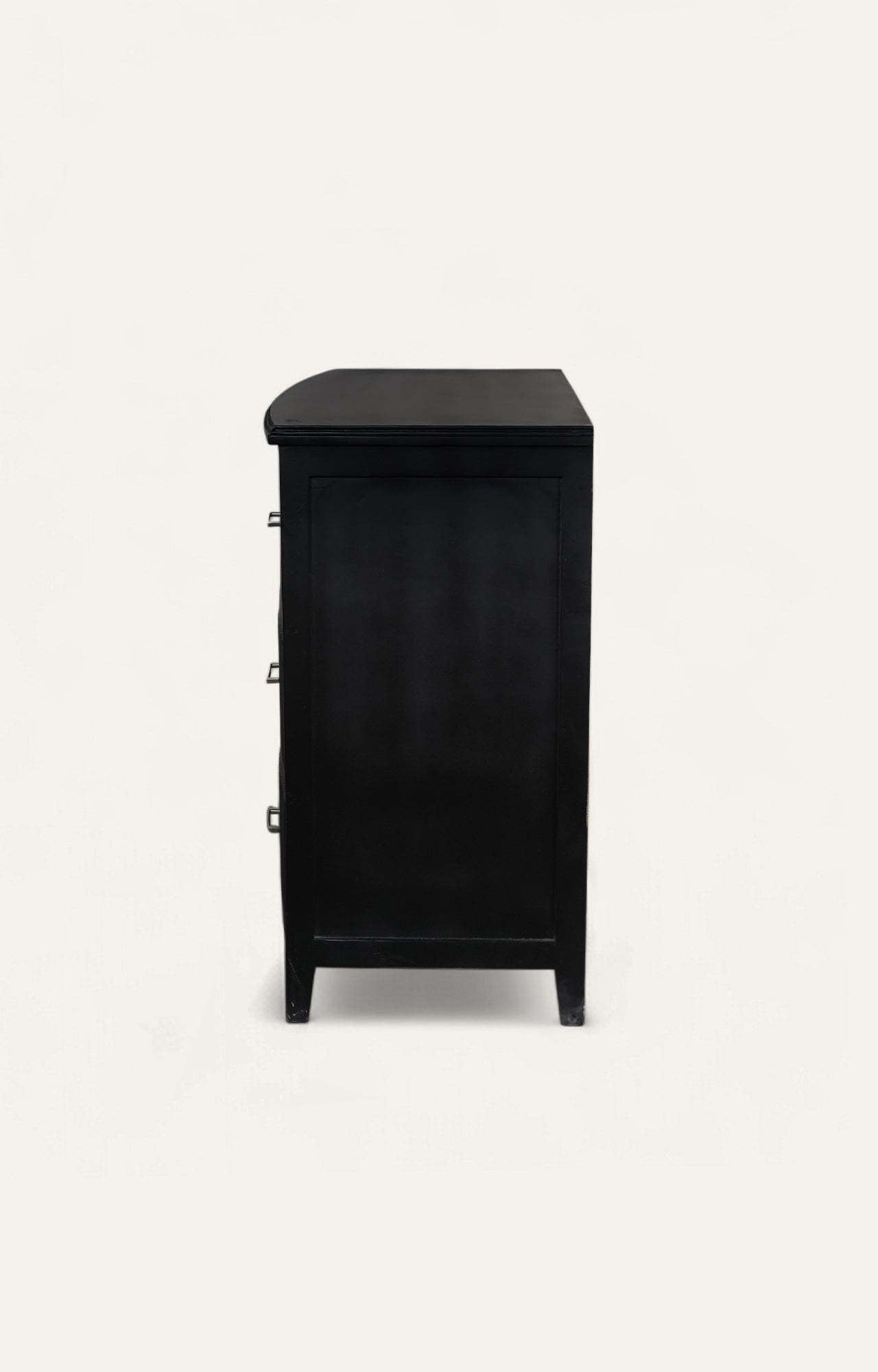 Modern Black Ribbed-Front Chest of Drawer