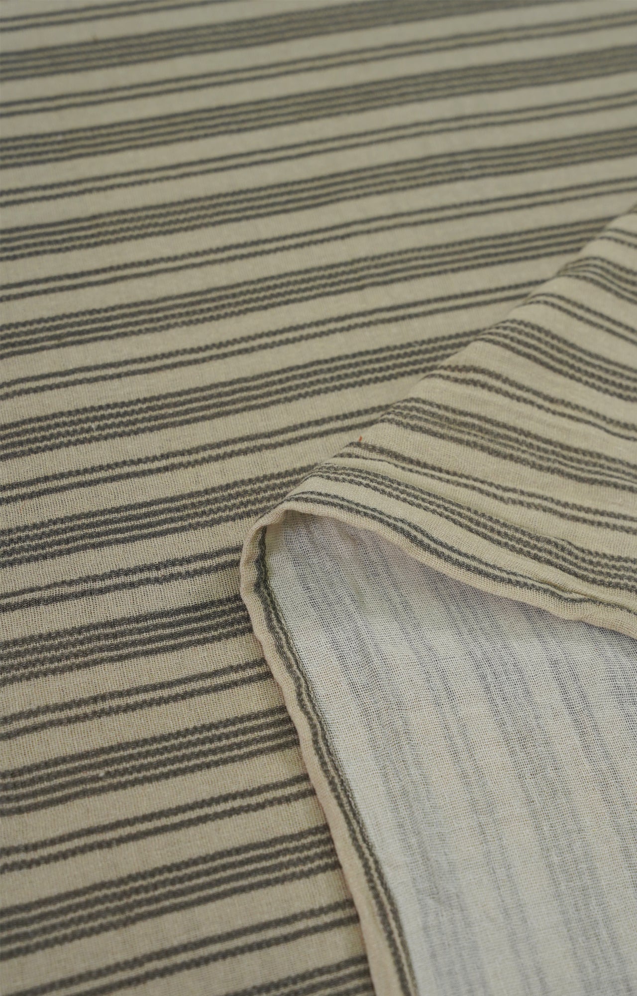 Striped Cotton Throw in Ecru & Charcoal